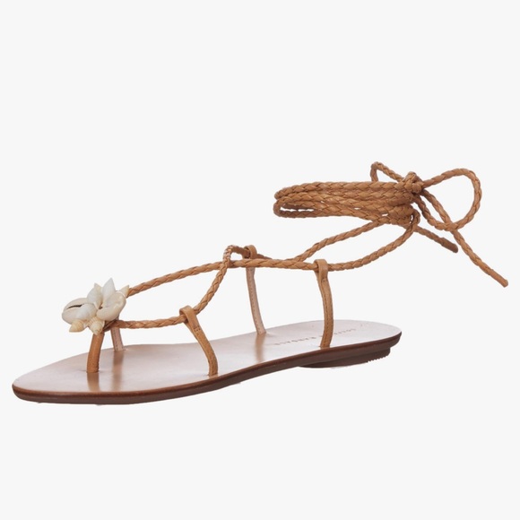 Loeffler Randall Tan Sandals with Shell Accents - Picture 1 of 6